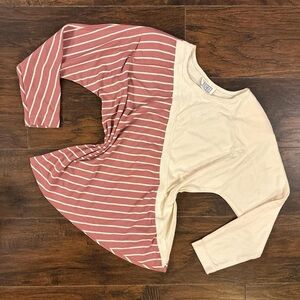 80s asymmetrical blouse Coscob women’s size medium mauve and cream stripes